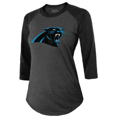 Bryce Young Carolina Panthers Majestic Threads Women's Player Name & Number Tri-Blend 3/4-Sleeve Fitted T-Shirt - Black - NFL