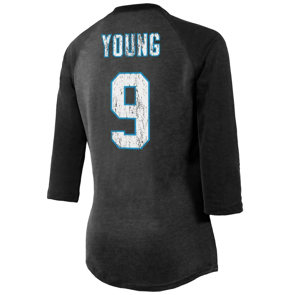 Bryce Young Carolina Panthers Majestic Threads Women's Player Name & Number Tri-Blend 3/4-Sleeve Fitted T-Shirt - Black - NFL