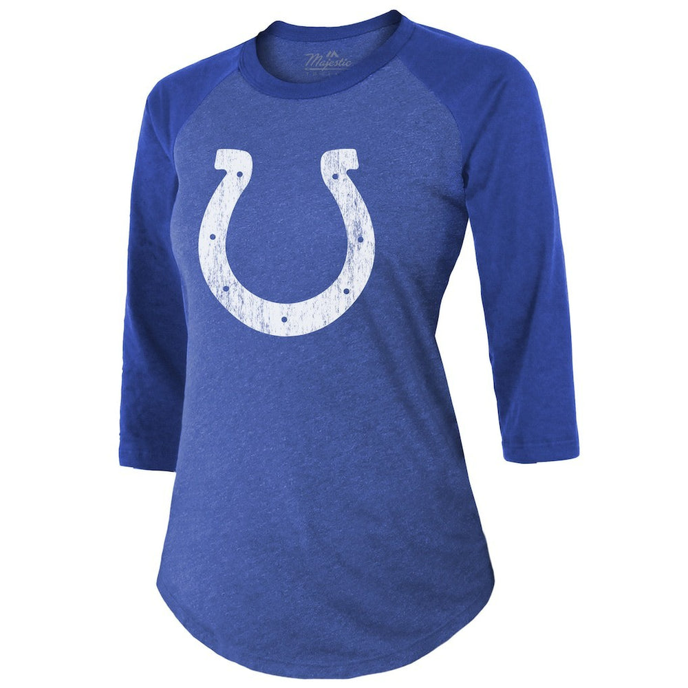 Anthony Richardson Indianapolis Colts Majestic Threads Women's Player Name & Number Tri-Blend 3/4-Sleeve Fitted T-Shirt - Royal - NFL