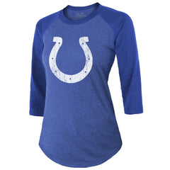 Anthony Richardson Indianapolis Colts Majestic Threads Women's Player Name & Number Tri-Blend 3/4-Sleeve Fitted T-Shirt - Royal - NFL