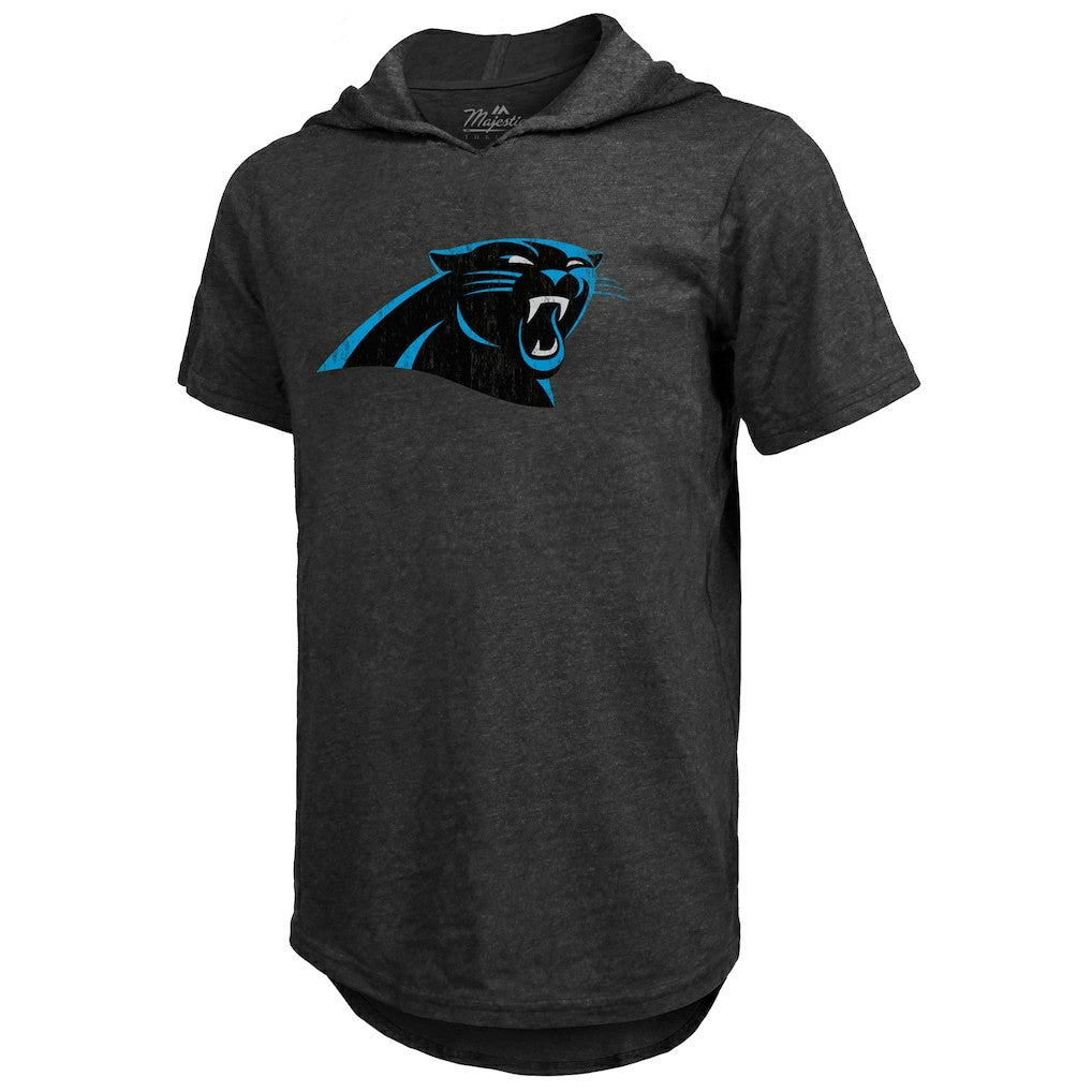 Bryce Young Carolina Panthers Majestic Threads Player Name & Number Tri-Blend Slim Fit Hoodie T-Shirt - Black - NFL