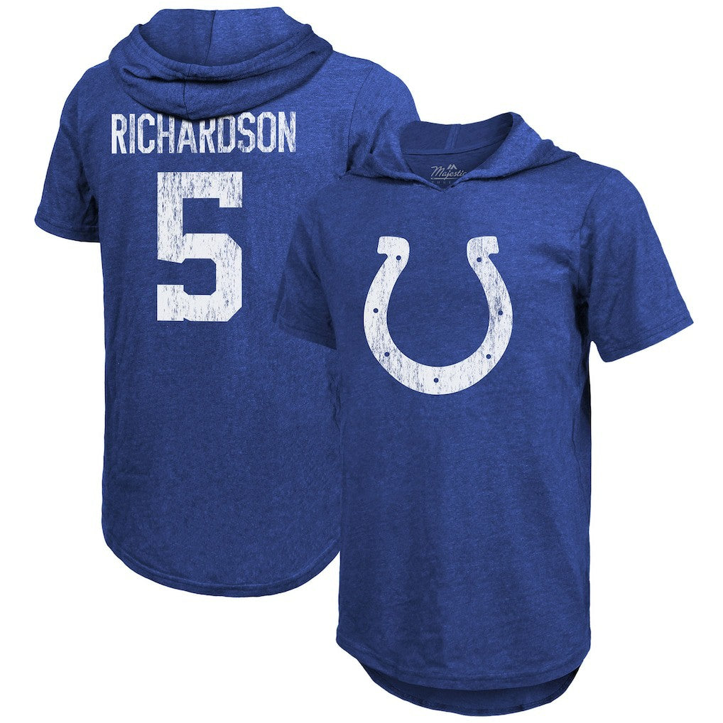 Anthony Richardson Indianapolis Colts Majestic Threads Player Name & Number Tri-Blend Slim Fit Hoodie T-Shirt - Royal - NFL