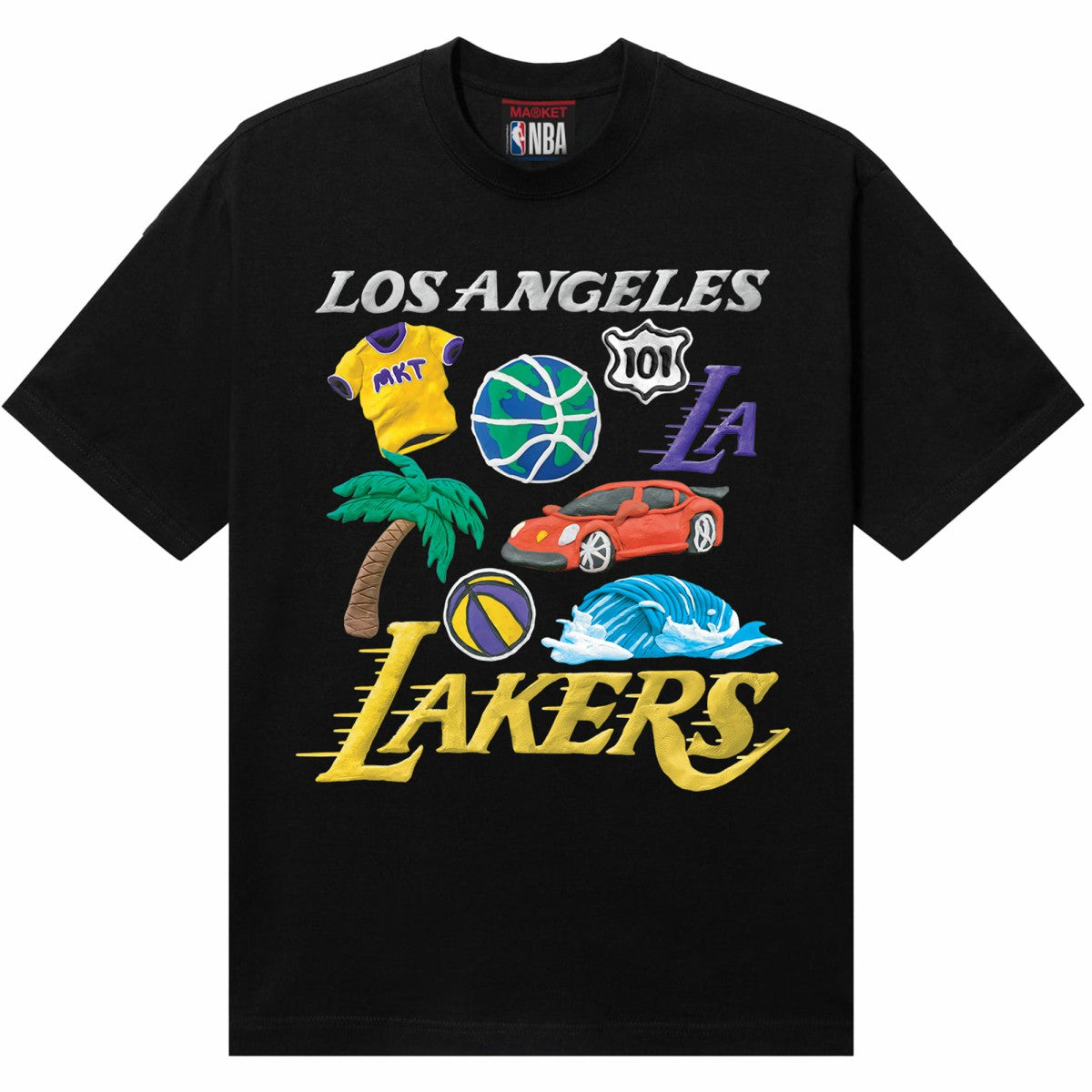 Los Angeles Lakers NBA x MARKET Unisex Claymation T-Shirt Black