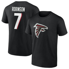 Bijan Robinson Atlanta Falcons Icon Name & Number T-Shirt - Black - Fanatics