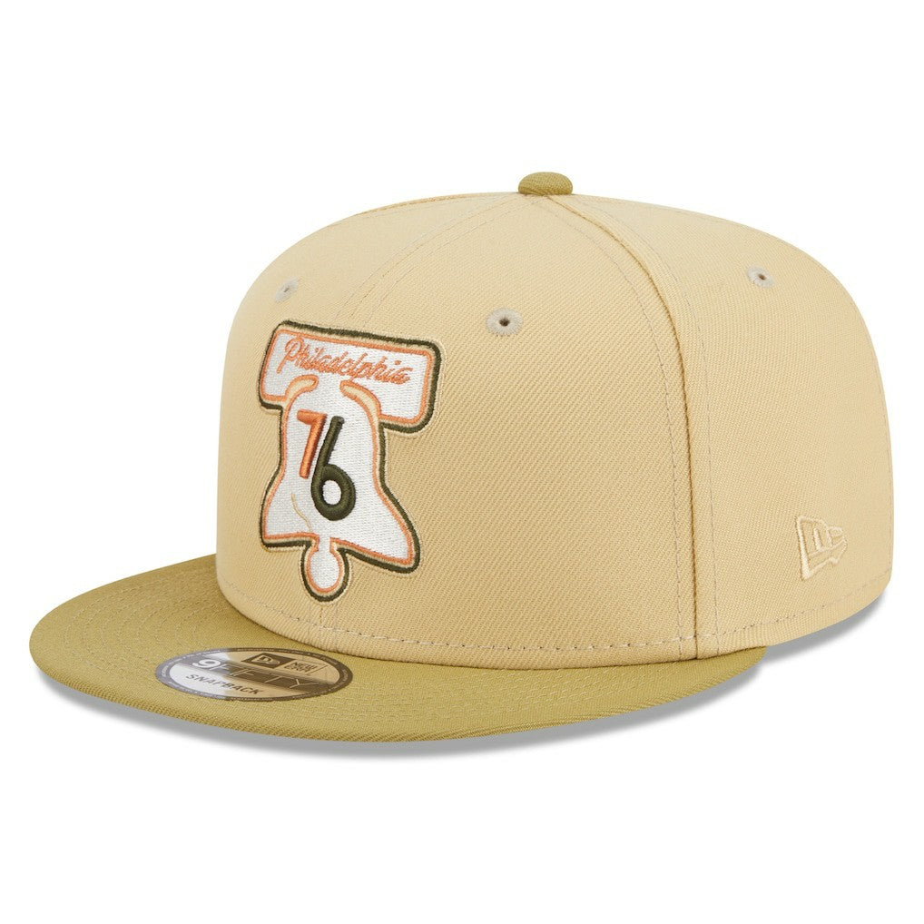 New Era Philadelphia 76ers Green Collection Repreve 9FIFTY Snapback Hat Khaki/Tan