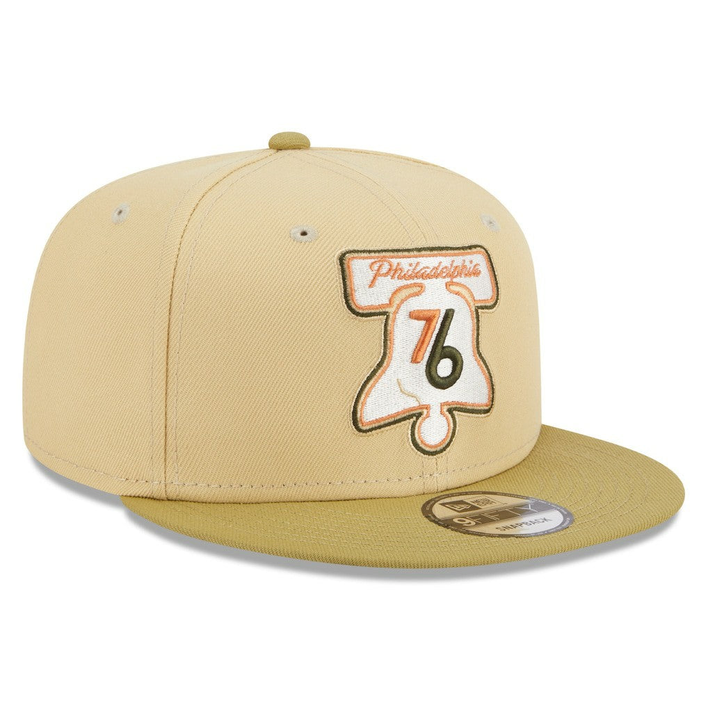 New Era Philadelphia 76ers Green Collection Repreve 9FIFTY Snapback Hat Khaki/Tan