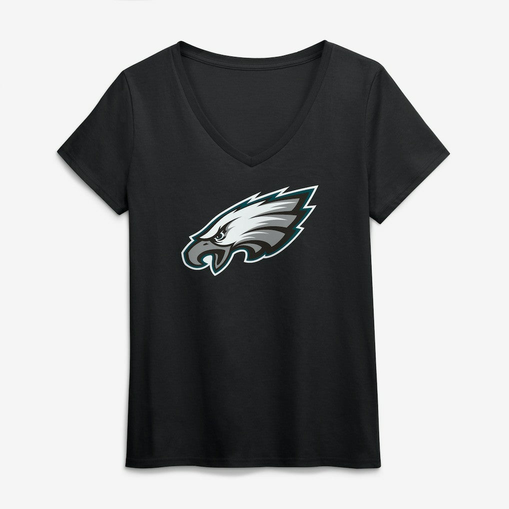 Philadelphia Eagles Logo Athletic Women's Primary Logo V-Neck T-Shirt - Black - NFL