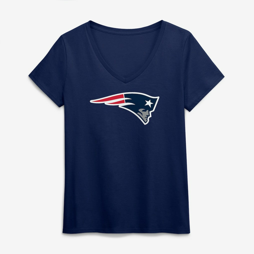 New England Patriots Logo Athletic Women's Primary Logo V-Neck T-Shirt - Navy - NFL