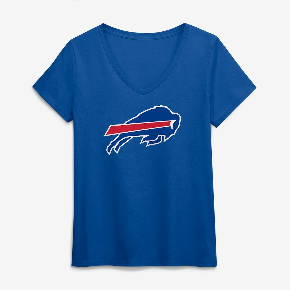 Buffalo Bills Logo Athletic Women's Primary Logo V-Neck T-Shirt - Royal - NFL