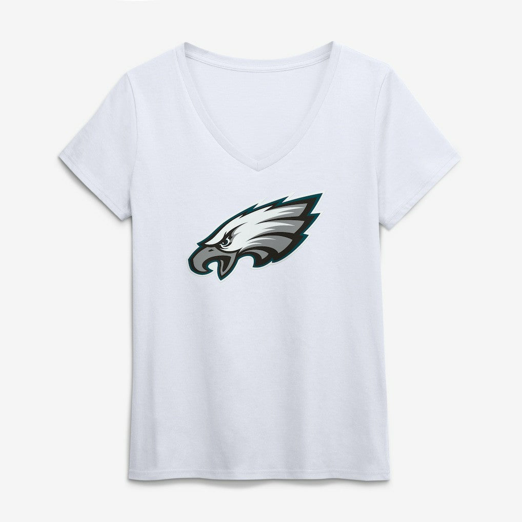 Philadelphia Eagles Logo Athletic Women's Primary Logo V-Neck T-Shirt - White - NFL