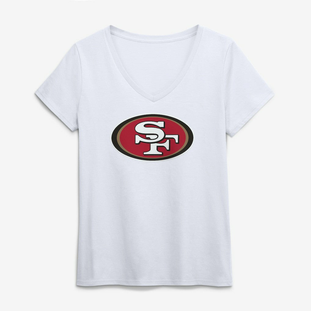 San Francisco 49ers Logo Athletic Women's Primary Logo V-Neck T-Shirt - White - NFL