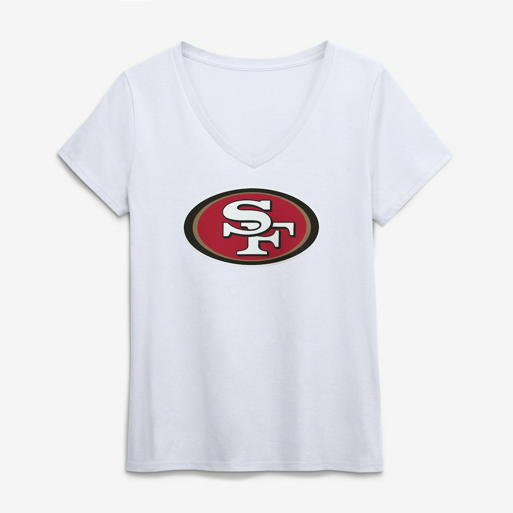 San Francisco 49ers Logo Athletic Women's Primary Logo V-Neck T-Shirt - White - NFL