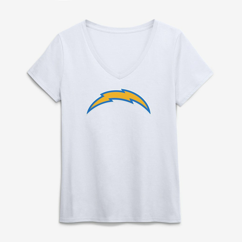 Los Angeles Chargers Logo Athletic Women's Primary Logo V-Neck T-Shirt - White - NFL