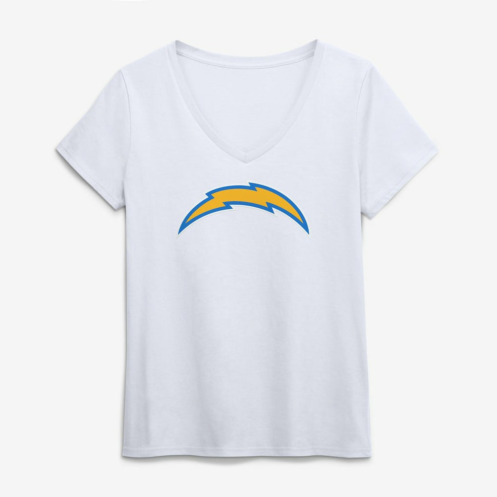 Los Angeles Chargers Logo Athletic Women's Primary Logo V-Neck T-Shirt - White - NFL