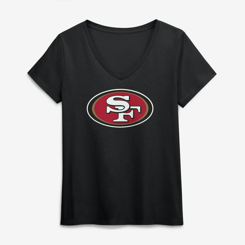 San Francisco 49ers Logo Athletic Women's Primary Logo V-Neck T-Shirt - Black - NFL