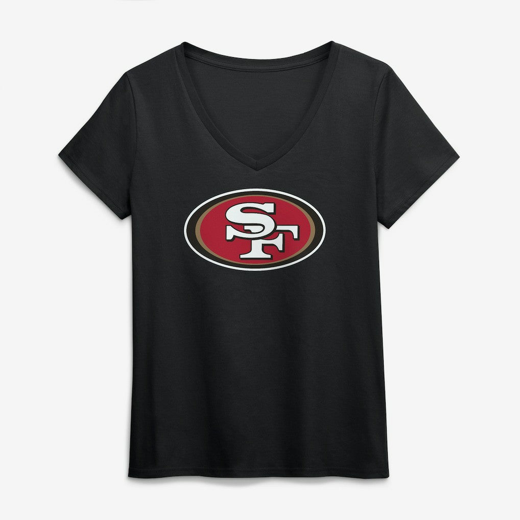 San Francisco 49ers Logo Athletic Women's Primary Logo V-Neck T-Shirt - Black - NFL