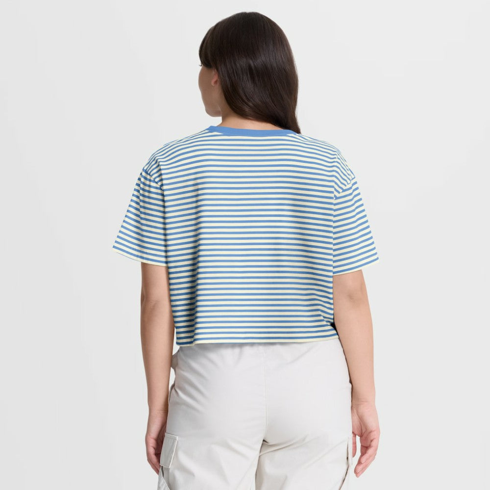 Chicago Cubs Nike Women's Cooperstown Collection Striped Cropped T-Shirt for sale
