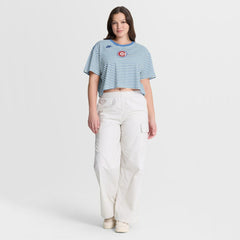 Chicago Cubs Nike Women's Cooperstown Collection Striped Cropped T-Shirt for sale