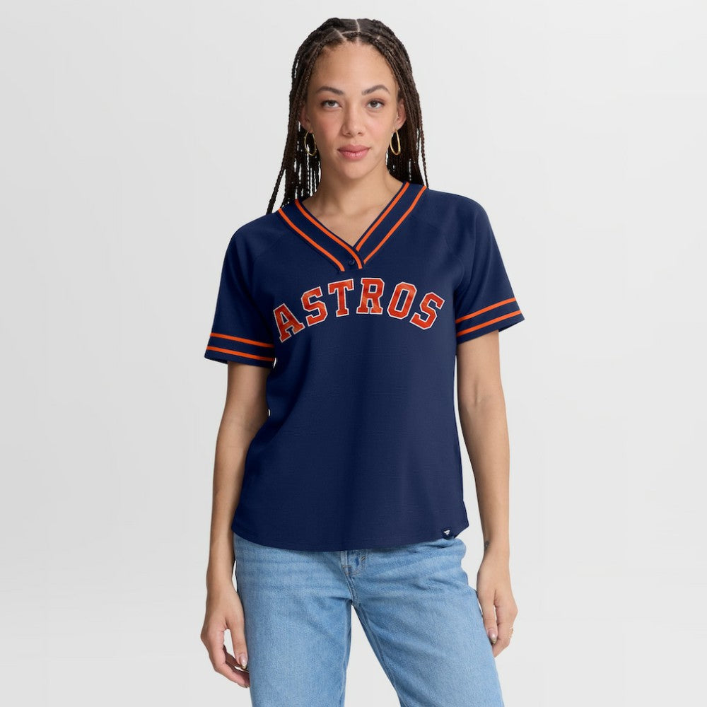 Houston Astros Fanatics Women's Diva Race Ahead Raglan V-Neck T-Shirt Outlet