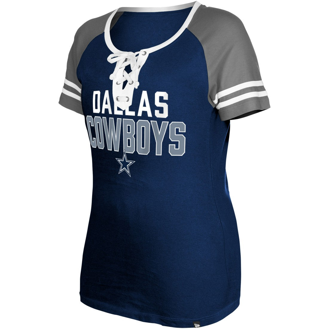 Dallas Cowboys New Era Women's Raglan Lace-Up T-Shirt - Navy - NFL