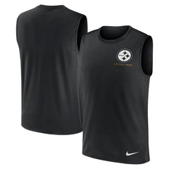 Pittsburgh Steelers Large Logo Lightweight Dri-FIT Muscle Tank Top - Black - Nike