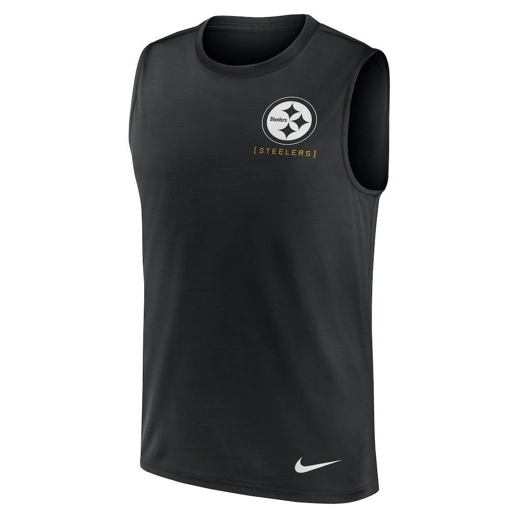 Pittsburgh Steelers Large Logo Lightweight Dri-FIT Muscle Tank Top - Black - Nike