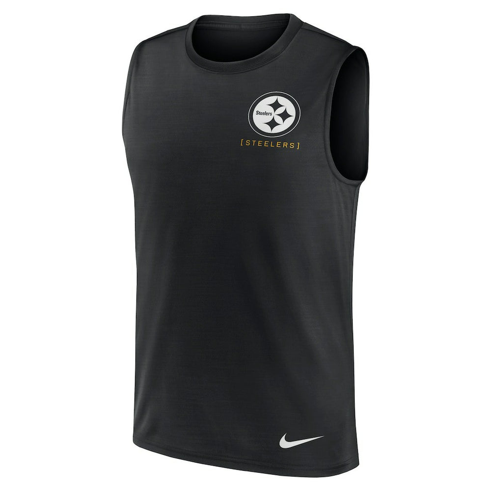 Pittsburgh Steelers Large Logo Lightweight Dri-FIT Muscle Tank Top - Black - Nike