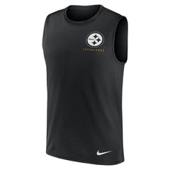 Pittsburgh Steelers Large Logo Lightweight Dri-FIT Muscle Tank Top - Black - Nike