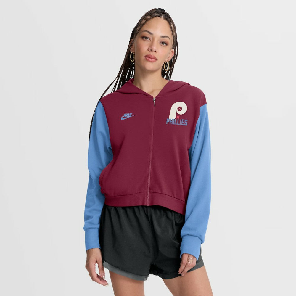 Philadelphia Phillies Nike Women's Cooperstown Collection Cropped Full-Zip Hoodie Outlet
