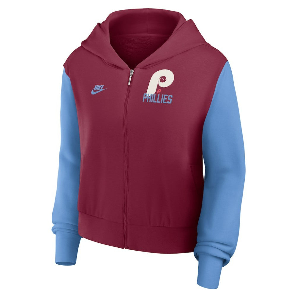 Philadelphia Phillies Nike Women's Cooperstown Collection Cropped Full-Zip Hoodie Outlet