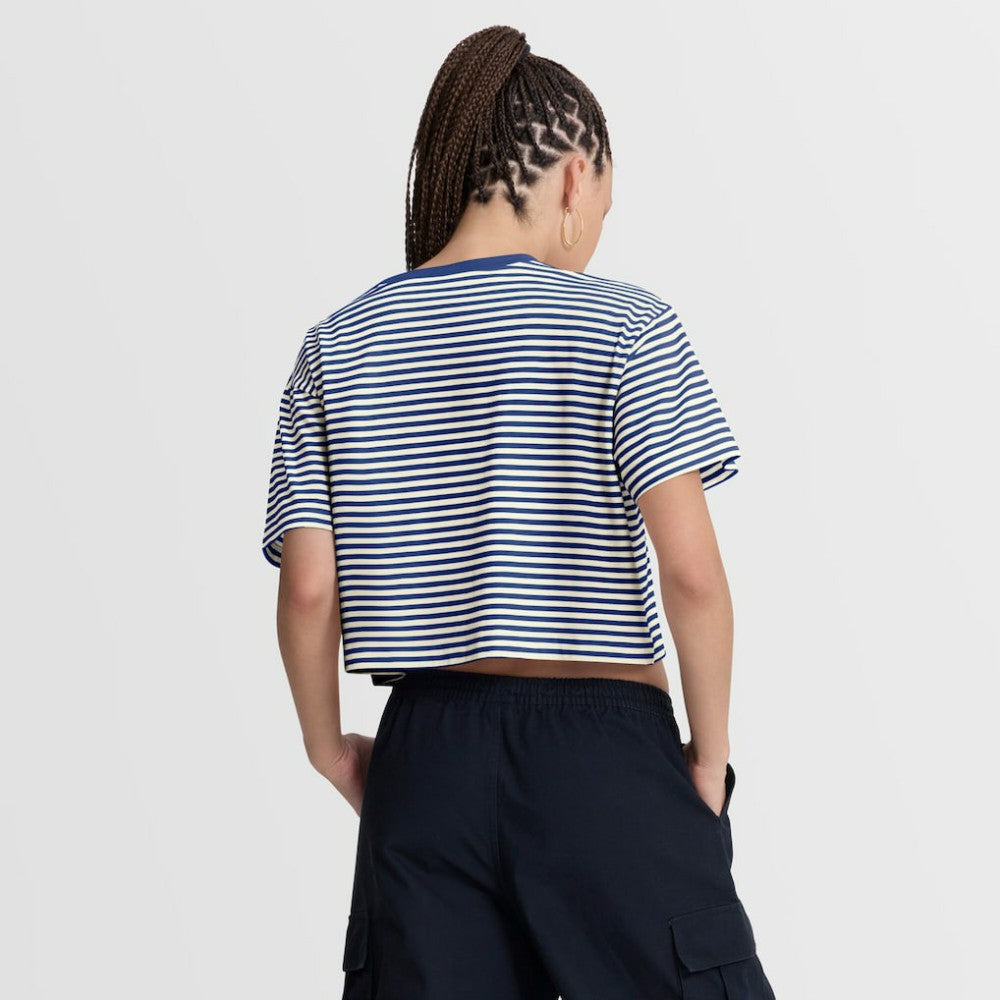 Seattle Mariners Nike Women's Cooperstown Collection Striped Cropped T-Shirt Outlet