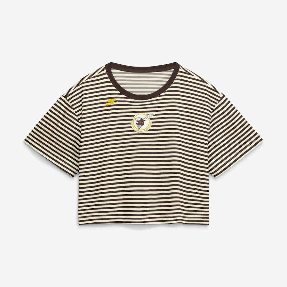 San Diego Padres Nike Women's Cooperstown Collection Striped Cropped T-Shirt Near Me
