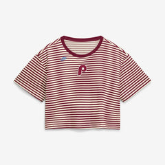 Philadelphia Phillies Nike Women's Cooperstown Collection Striped Cropped T-Shirt Discount
