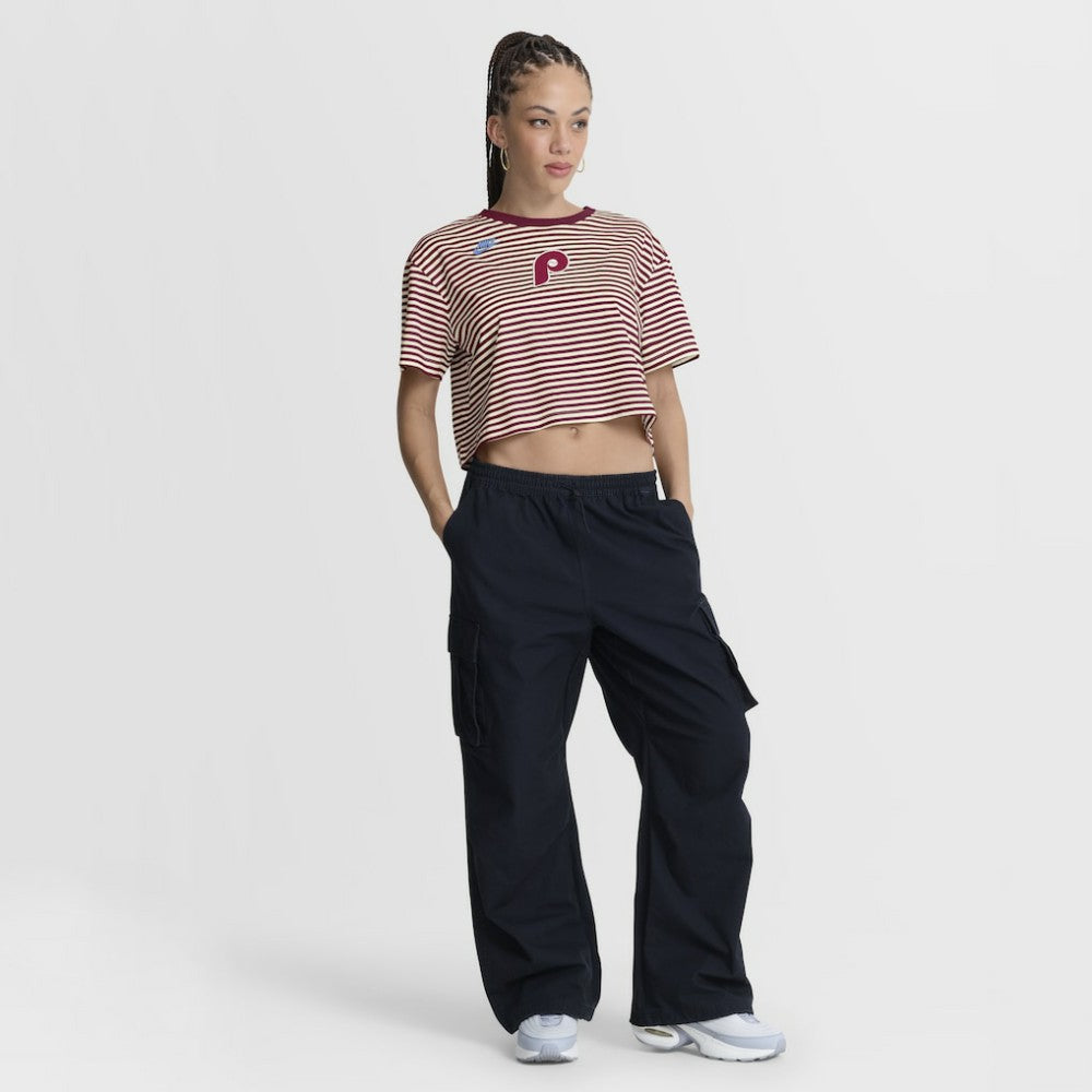 Philadelphia Phillies Nike Women's Cooperstown Collection Striped Cropped T-Shirt Discount