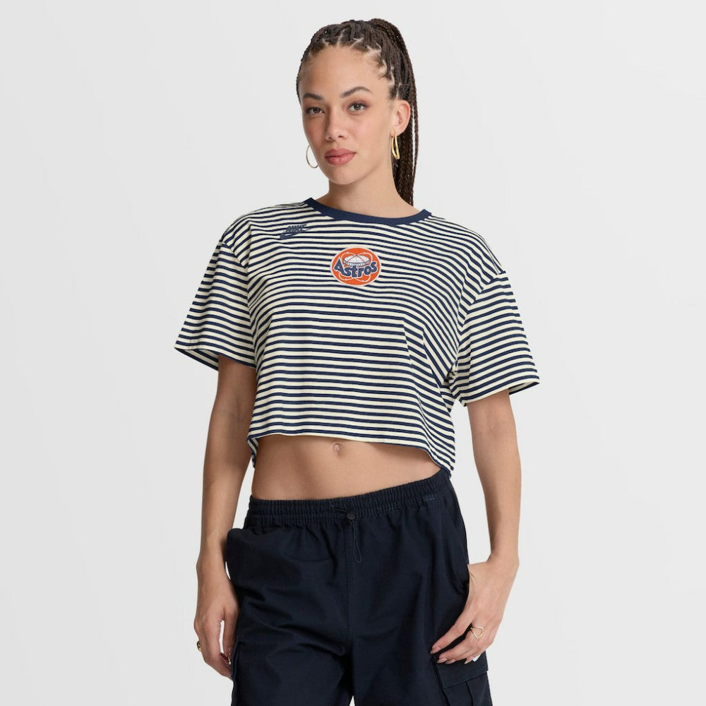 Houston Astros Nike Women's Cooperstown Collection Striped Cropped T-Shirt Sale