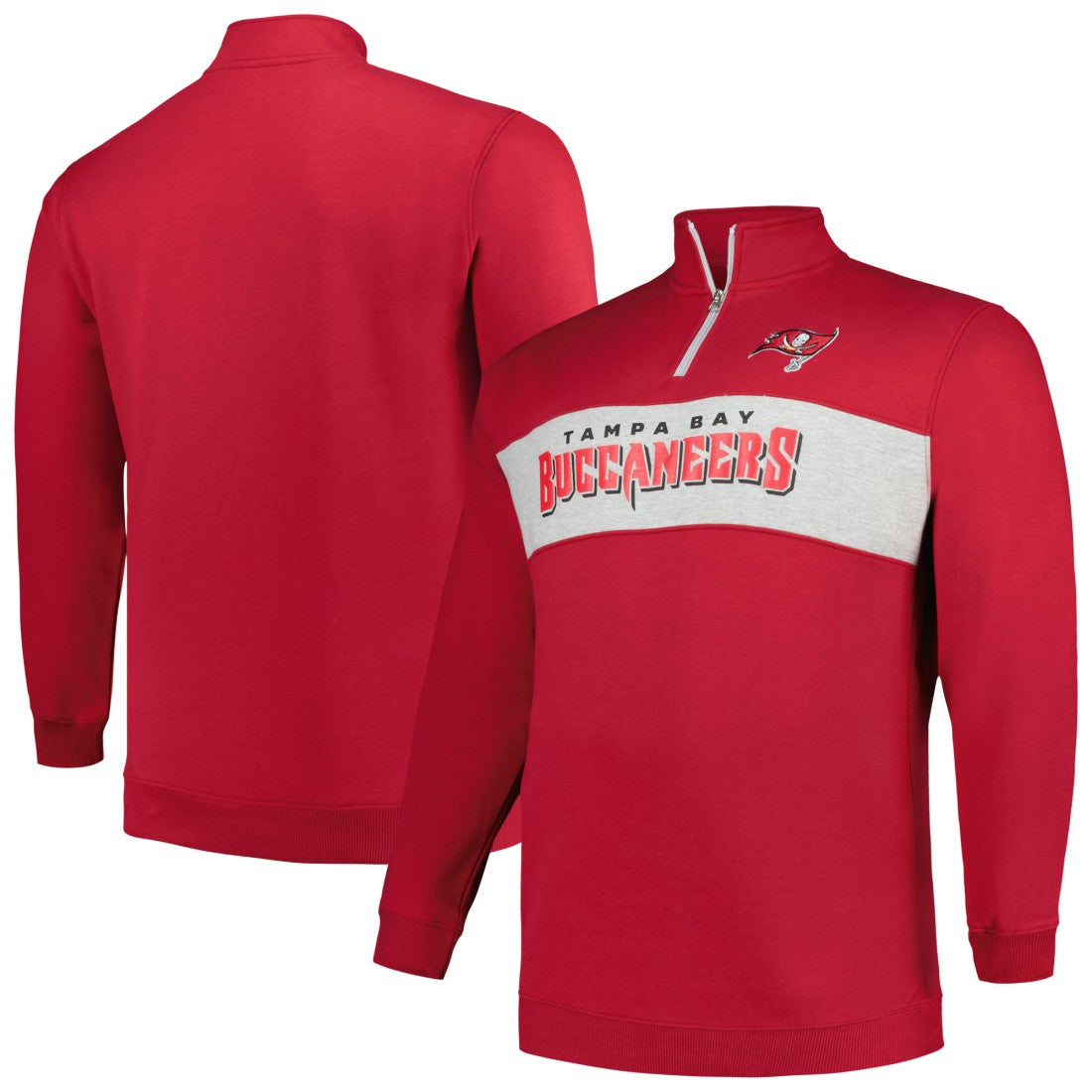 Tampa Bay Buccaneers Profile Big & Tall Fleece Quarter-Zip Jacket - Red - NFL