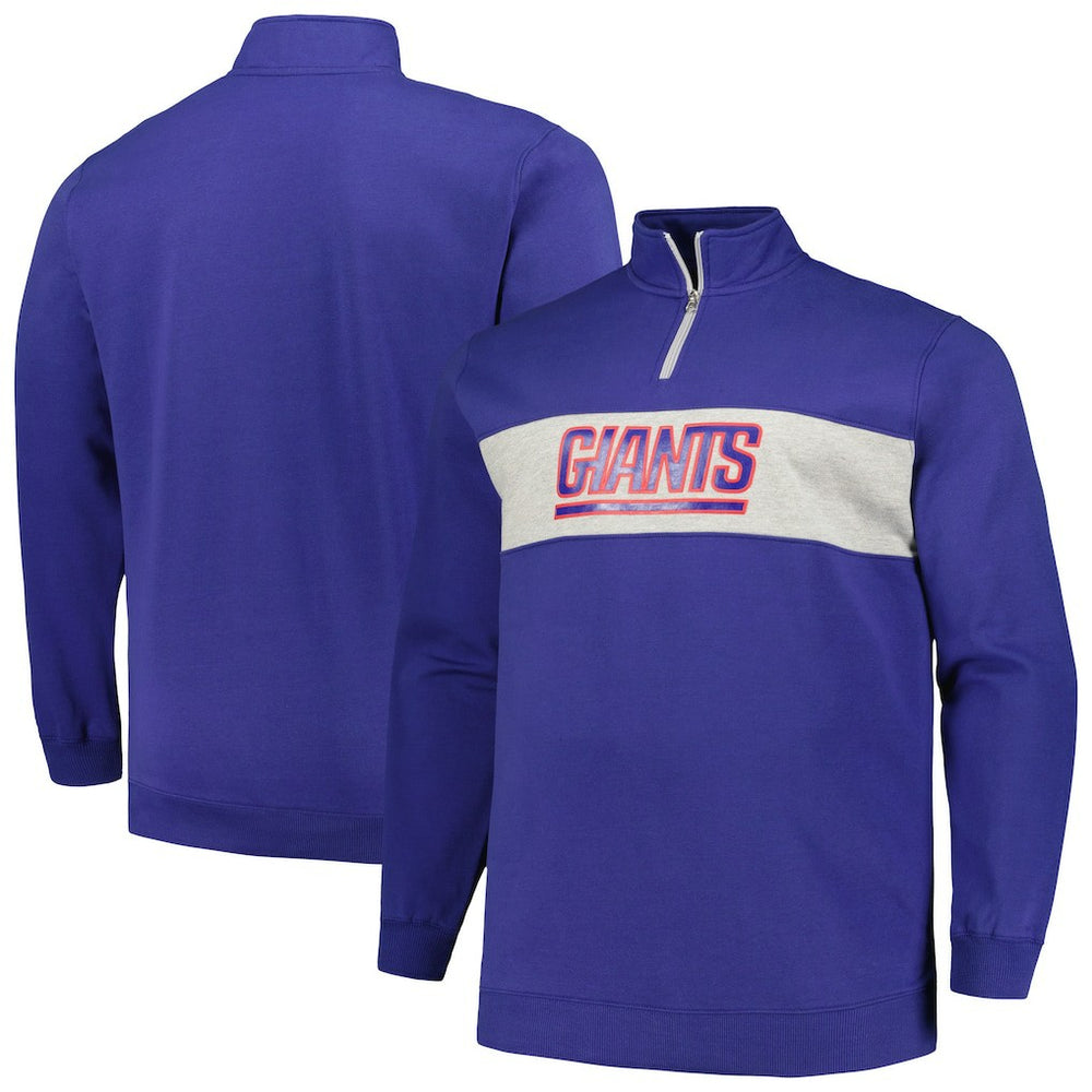 New York Giants Profile Big & Tall Fleece Quarter-Zip Jacket - Royal - NFL