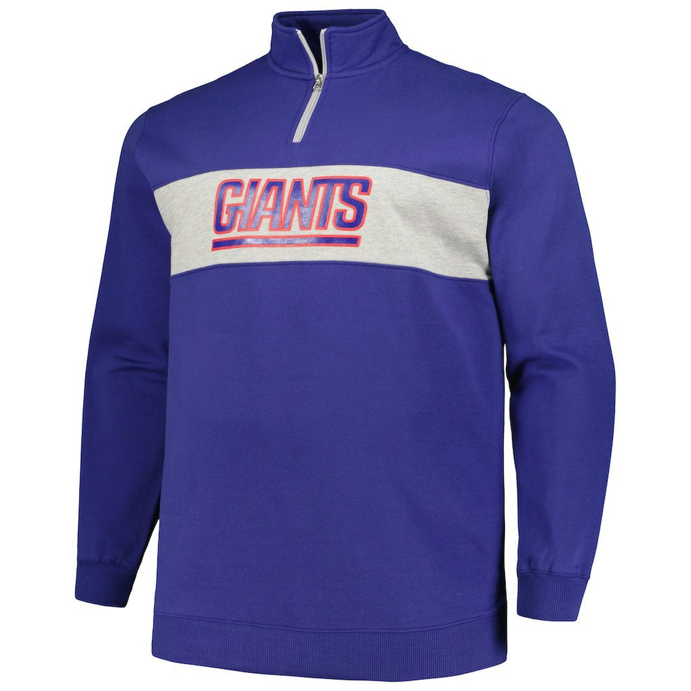 New York Giants Profile Big & Tall Fleece Quarter-Zip Jacket - Royal - NFL
