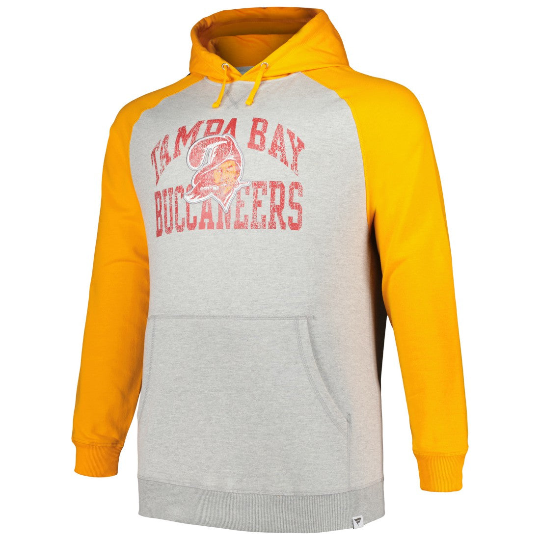 Tampa Bay Buccaneers Profile Big & Tall Favorite Arch Throwback Raglan Pullover Hoodie - Heather Gray/Orange - NFL