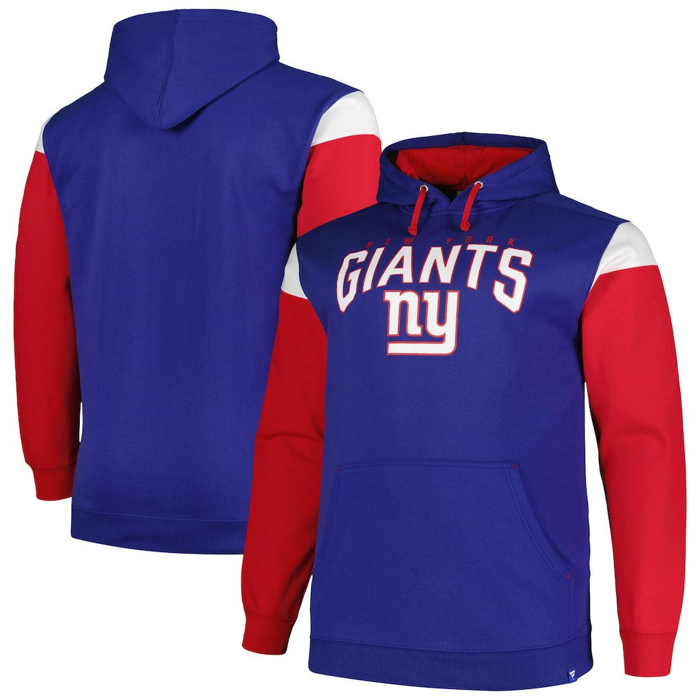 New York Giants Profile Big & Tall Trench Battle Pullover Hoodie - Royal - NFL