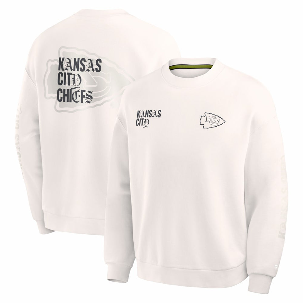 Kansas City Chiefs Oversized Type Play Multi Sweatshirt - Cream - Fanatics