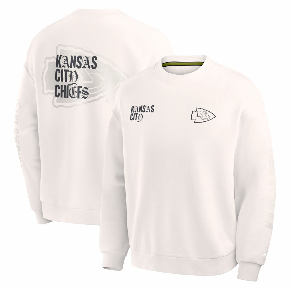 Kansas City Chiefs Oversized Type Play Multi Sweatshirt - Cream - Fanatics