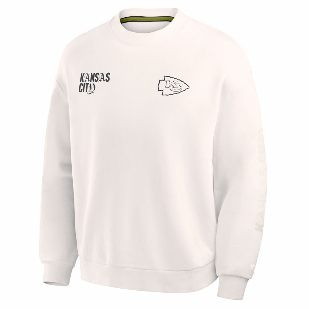Kansas City Chiefs Oversized Type Play Multi Sweatshirt - Cream - Fanatics