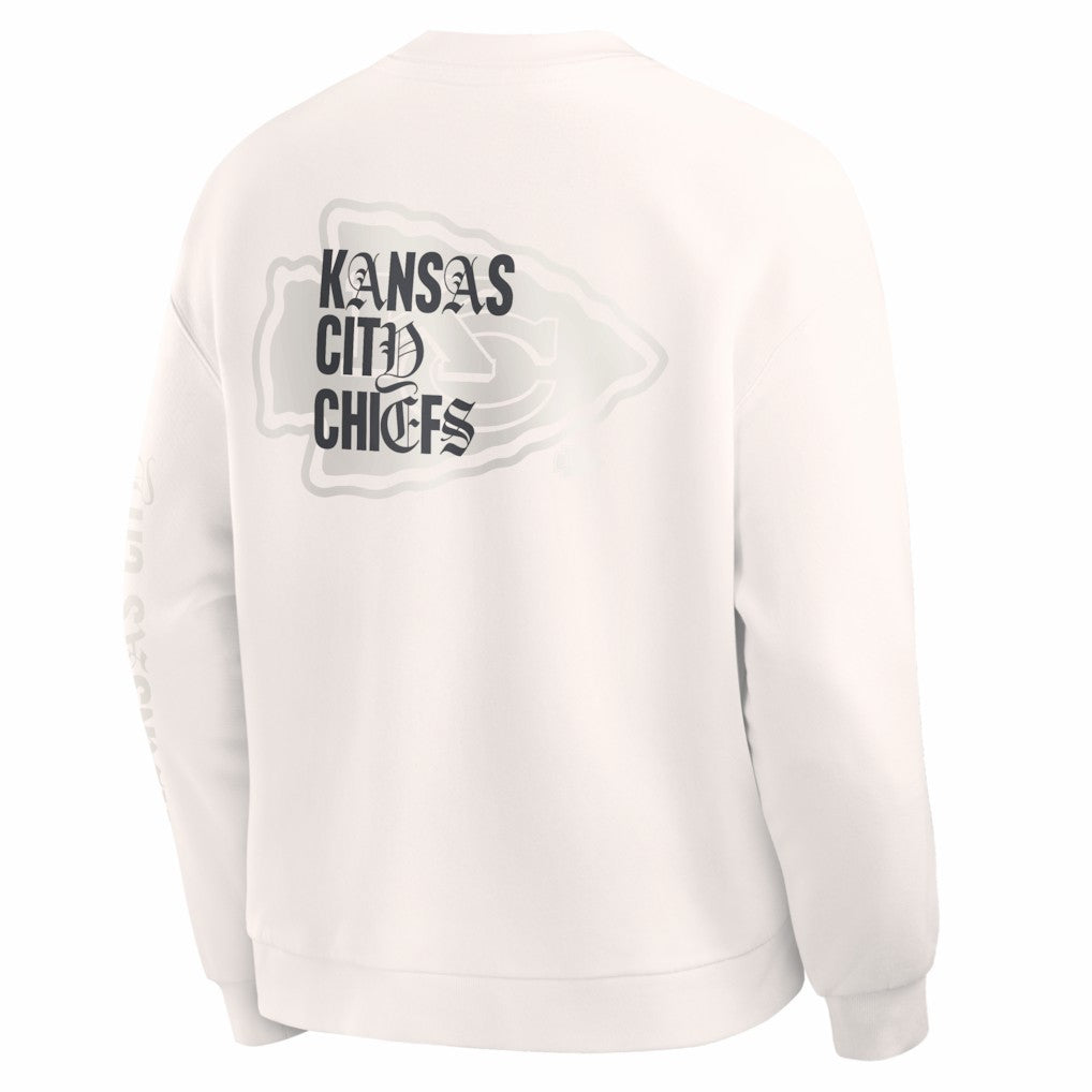 Kansas City Chiefs Oversized Type Play Multi Sweatshirt - Cream - Fanatics