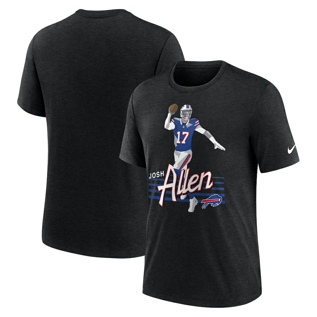 Josh Allen Buffalo Bills Player Graphic T-Shirt - Heather Black - Nike