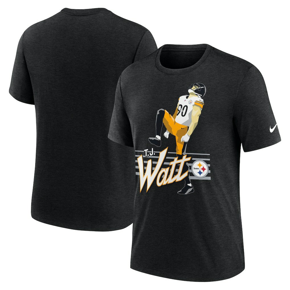 T.J. Watt Pittsburgh Steelers Player Graphic T-Shirt - Heather Black - Nike