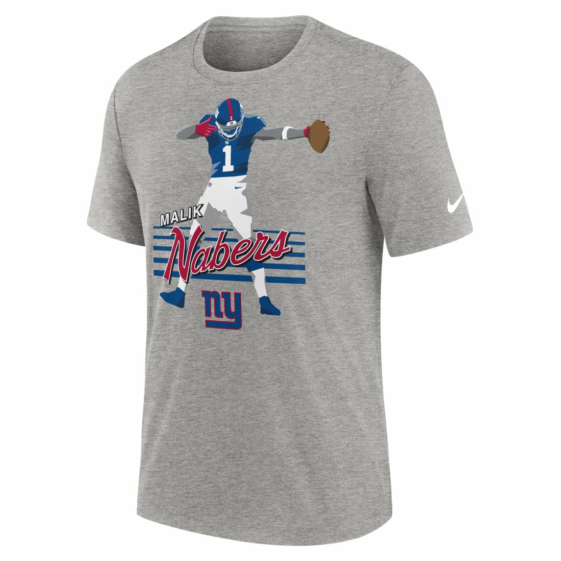 Malik Nabers New York Giants Player Graphic T-Shirt - Heather Gray - Nike