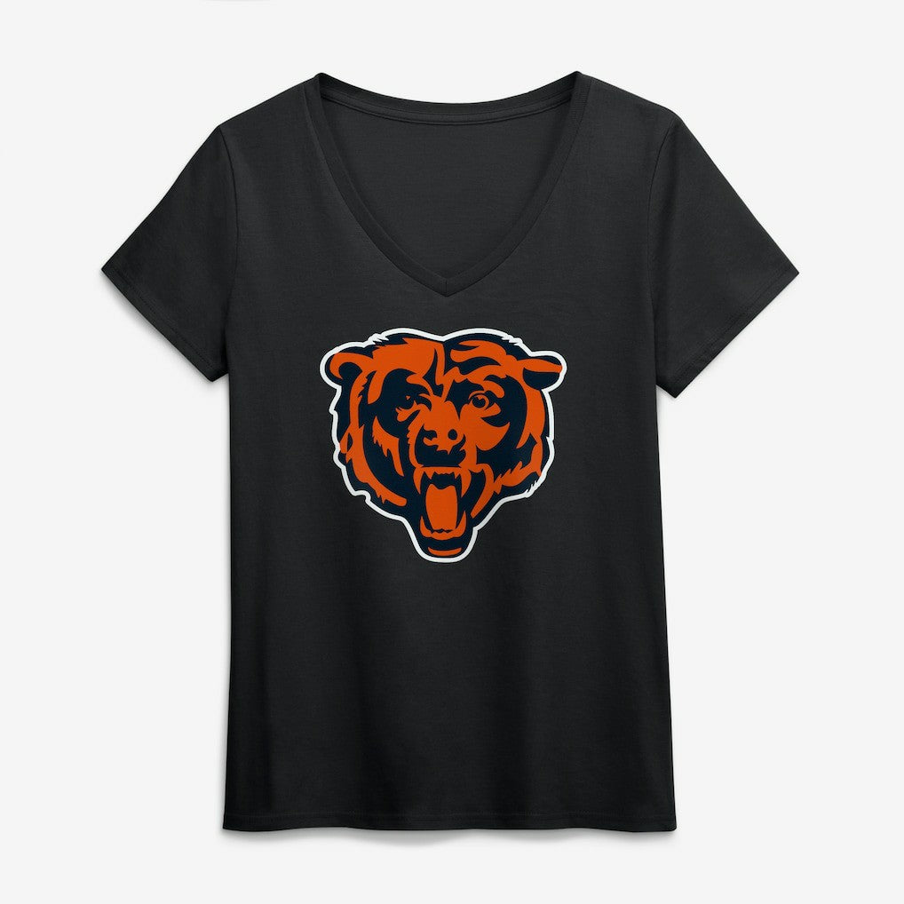 Chicago Bears Logo Athletic Women's Primary Logo V-Neck T-Shirt - Black - NFL