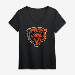 Chicago Bears Logo Athletic Women's Primary Logo V-Neck T-Shirt - Black - NFL