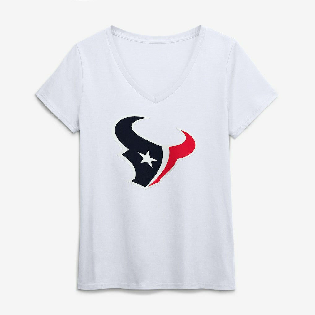 Houston Texans Logo Athletic Women's Primary Logo V-Neck T-Shirt - White - NFL